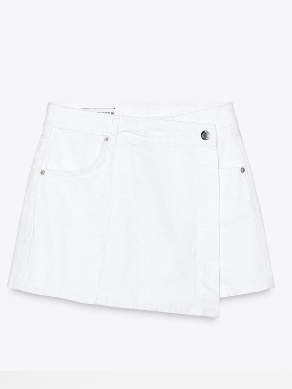 Zara White Denim Asymmetrical Crossover Skort